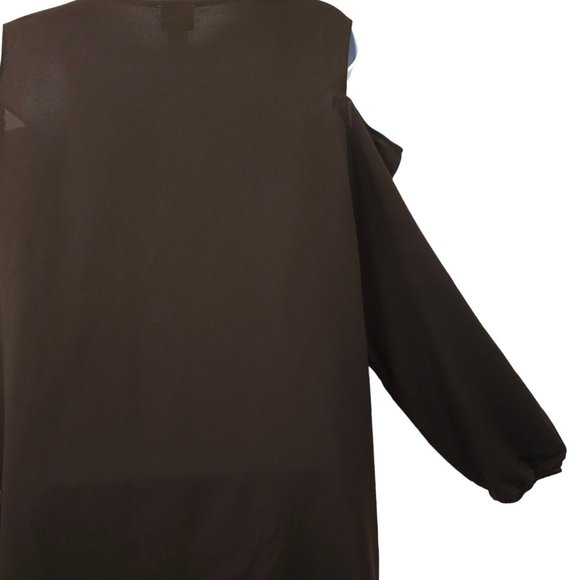 Chicos Covered Placket Button Front Shirt Women Size 2 US L/12 Brown Long Sleeve - Picture 15 of 15